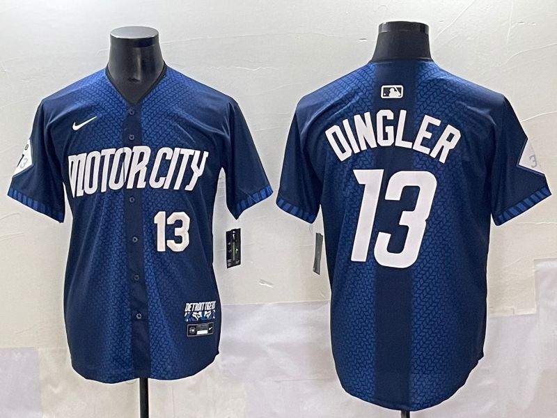 Men 2025 Detroit Tigers #13 Dingler Blue City Edition Nike MLB Jersey style 2